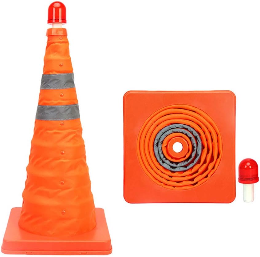 Sungmor Foldable Road Traffic Cone 1PC PACK, 70CM/28" Tall, with LED
