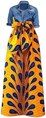 Niufaashion Womens African Print Dashiki Skirt High Waist Ball Gown Long Maxi A Line Dresses