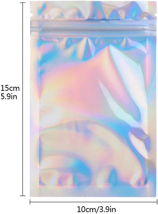 Mylar Zip Lock Bags,100 Pcs 10x15cm Clear Resealable Mylar Bags,Aluminum Valve Zipper Foil Pouches Metallic Flat Bags for Candy Cookies Storage - Image 3