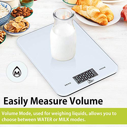 Uten Digital Kitchen Food Scale with Back-Lit LCD Display, Tempered Glass Surface Touch Screen, Battery Included - Thumbnail 3