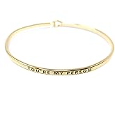 Me Plus Inspirational You're My Person Positive Message Engraved Thin Bangle Hook Bracelet