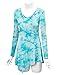 Lock and Love LL WT1062 Womens V Neck Long Sleeve Tie Dye Handkerchief Hem Tunic XL Aqua