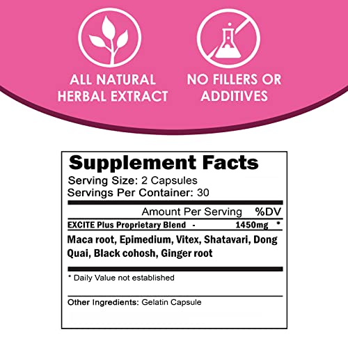 VH Nutrition Excite+ 60 Capsules Libido Booster for Women Supplement Boost Energy and