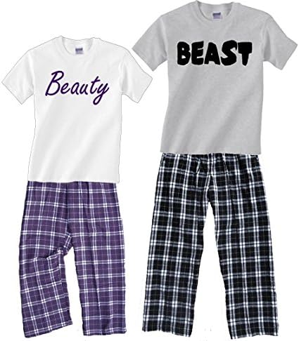 Footsteps Clothing Beast Grey Shirt Pant Pajamas Set - Adult X-Large, S/S, CBW Plaid Pants (921)