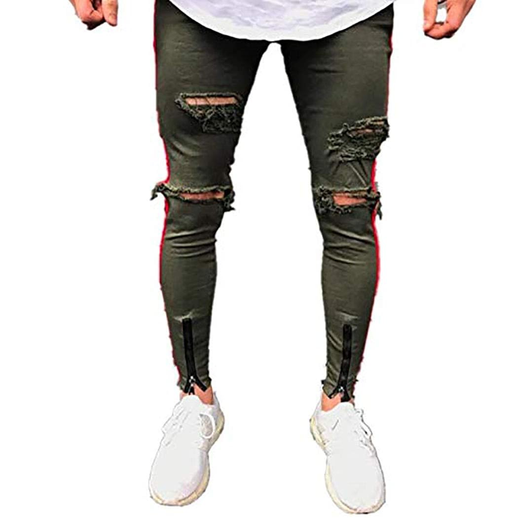 red jeans with holes