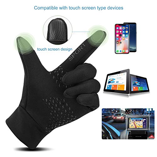 KISCHERS Cell Phone Touch Screen Man Women Gloves, Winter Sports Suitable (Black, M)