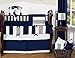 Sweet Jojo Designs 9-Piece Modern Navy Blue and Gray Stripe Print Boys Baby Bedding Crib Set with Bumper