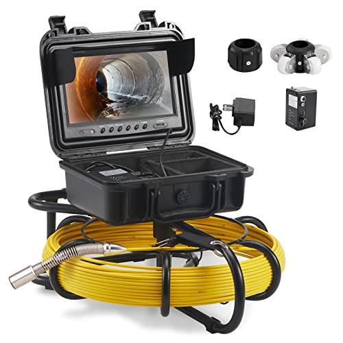 VEVOR Buiscamera, 50 m, 9 inch, inspectiecamera, 1 megapixel, kanaalcamera, 720P, endoscoopcamera, 12 V, 4500 mAh, lithiumbatterij, 6 uur, IP68, voor afvalwaterkanalen, afvalwatersystemen, afvoeren