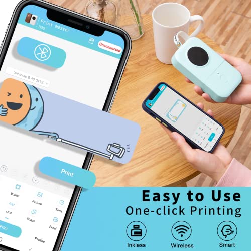 ZXM D30 Label Maker with Tape, Mini Bluetooth Label Printer Portable