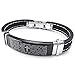 KONOV Mens Womens Rubber Stainless Steel Bracelet, Cross Prayer Cuff Bangle, Black