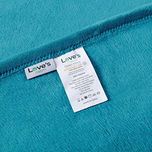 Love's cabin Flannel Fleece Blanket King Size Teal Bed Blanket, Extra Soft Double Side Fuzzy & Plush Summer Blanket Couch, Fluffy Cozy Blanket for Adults Kids or Pet (Lightweight,Non Shedding)