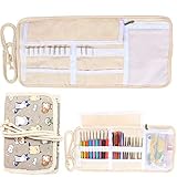 Damero New Canvas Crochet Hooks Wrap Knitting/Crochet Accessories Pouch Craft Tools Organizer Bag, Cartoon Cats-(Not Accessories Included)
