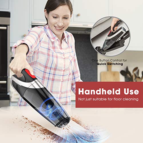 Homasy Cordless Vacuum Cleaner, 2-in-1 Stick and Handheld Vacuum Cleaner with Super Strong Suction, Lightweight Bagless Vacuum LED Headlights for Carpet and Hard Floor