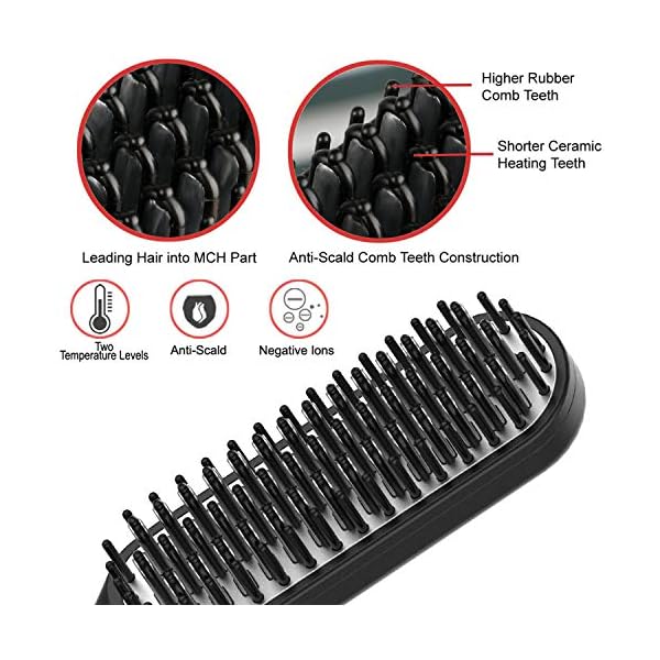 Hair-Straightener-Brush-Sendowtek-3-in-1-Beard-Hair-Straightener-Quick-Styling-Unisex-Long-Short-Hair-Beard-Comb-Ceramic-Ionic-Heat-Control-3-Adjustable-Temp-Auto-Power-Off-Anti-Scalding Hair Straightener Brush, Sendowtek 3 in 1 Beard Hair Straightener Quick Styling Unisex Long & Short Hair Beard Comb…