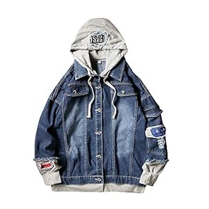 vintage denim varsity jacket with khaki sleeves