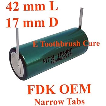 FDK OEM NiMH Replacement Battery compatible with Braun Oral-b Smart Series Toothbrush, with Narrow tabs, (42L x 17D mm, 2150 mAh)