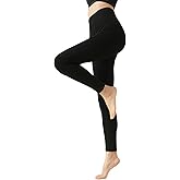 QPN High Waist Fleece Lined Yoga Leggings, Thermal Winter Workout Pants for Women, Cotton Tights