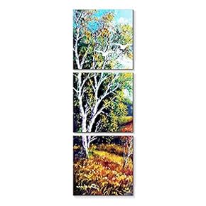 3 Panel Canvas Wall Art Birch Woods Pictures Home Wall Decorations for Bedroom Living Room Paintings Canvas Prints Framed - 12"x12"x3 Panels