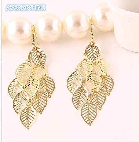 AVOCADO Woman's Unique Bohemia Multilayer Leaves Dangle Earrings Hollow-out Eardrop Tassels Long Earrings for Part Bar