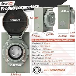GeepKeyPro 30 Amp Generator Inlet Box
