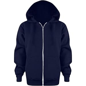 BJUTIR Boys School Uniform Hoodies Solid Zip Up Long Sleeve Sweatshirt Oversized Hooded Pullover Tops Sports Outwear Coats
