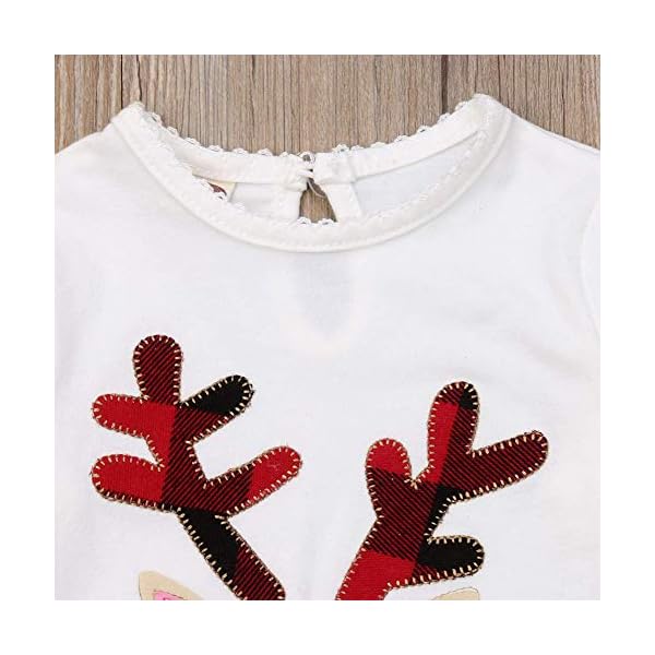 Funny Toddler Girl Christmas Outfits Boutique Reindeer Shirt Top+Plaid Pants Set - Image 6