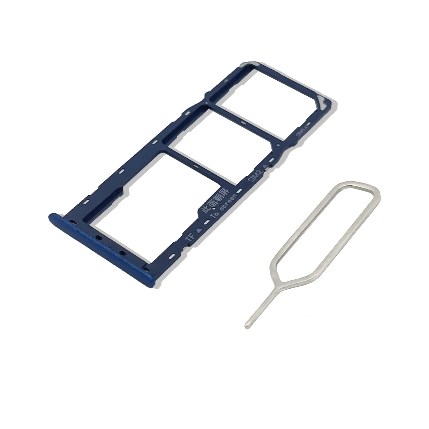 Eonpam Original DUAL SIM Card Slot Tray Holder Replacement for (Oppo A12) Incl SIM Pin (Blue)