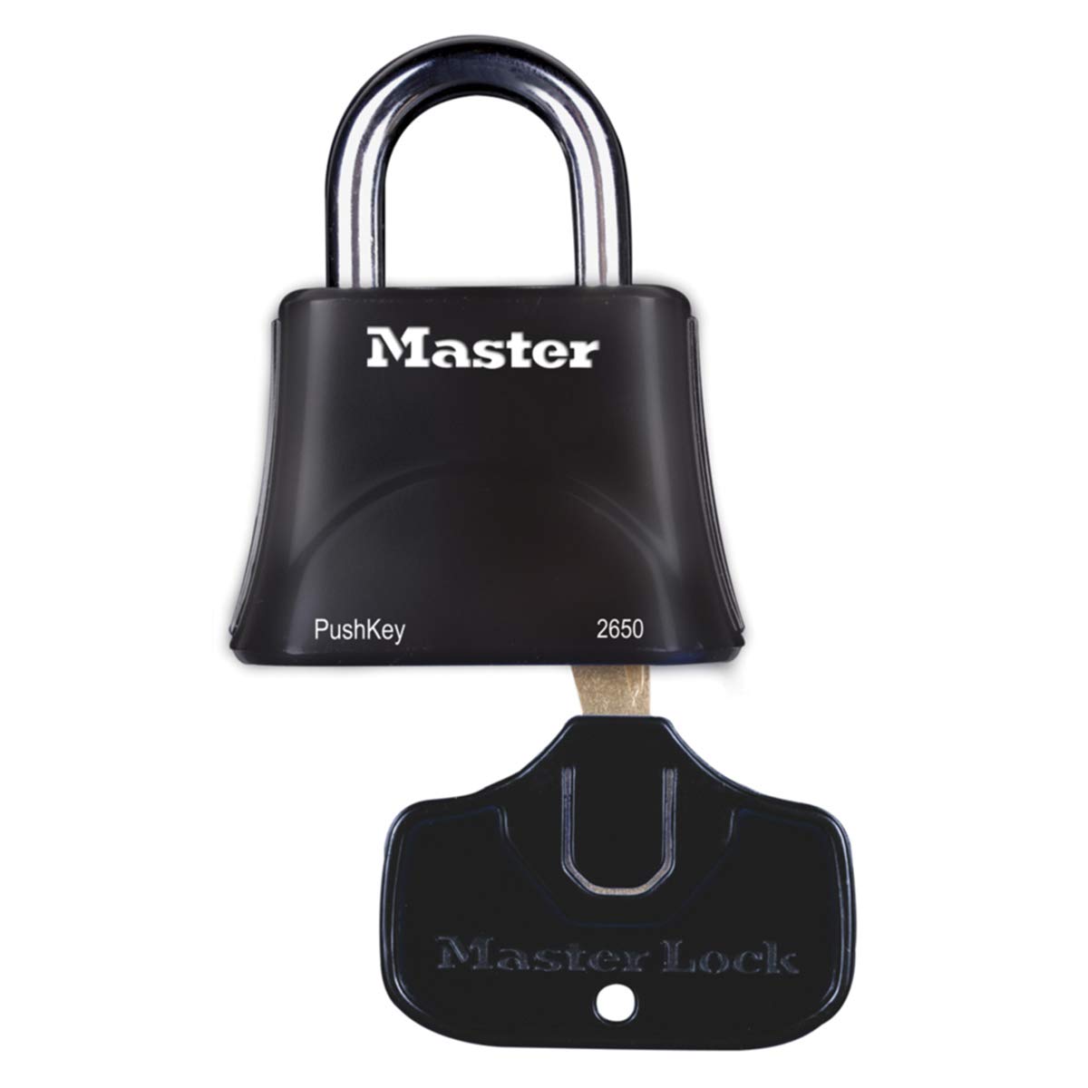 Master Lock 2650EURD Padlock with Push Key, Black, 7 x 6 x 3,2 cm