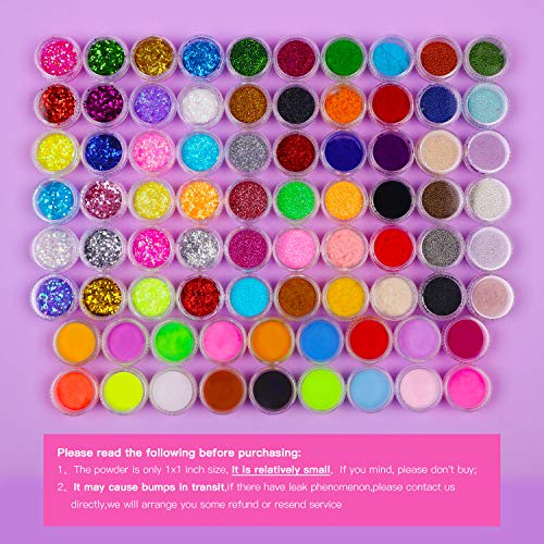 Acrylic Powder Nail kit with 78 Color Acrylic Nail Glitter Powder Mini-ball Velvet Stripeand and Acrylic Liquid Acrylic Nail Art Tools Kit Set