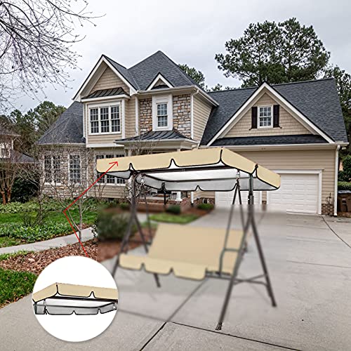 FUFRE Ersatzdach für Hollywoodschaukel 3 Sitzer Wasserdicht Ersatz Bezug, Schattierung der Sonnendach Gartenschaukel… – Bild 4