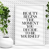 Beauty Begins the Moment You Decide to be Yourself Typography Poster Coco Chanel Wall Decor Motivational Print Inspirational Poster Home Decor