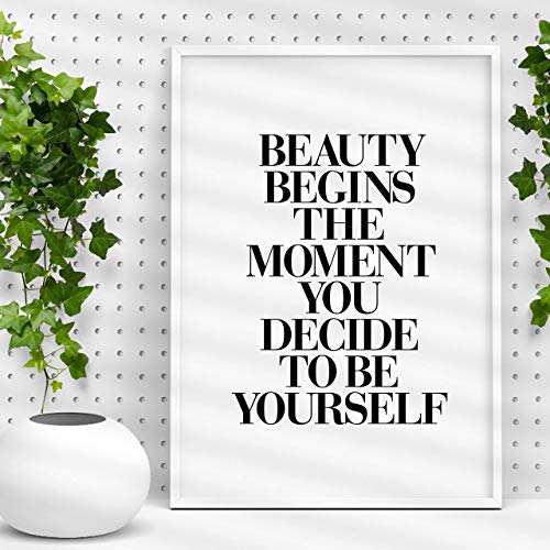 Beauty Begins the Moment You Decide to be Yourself Typography Poster Coco Chanel Wall Decor Motivational Print Inspirational Poster Home Decor