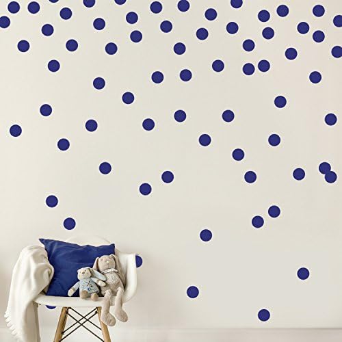 Dark Blue Navy Wall Decal Dots (200 Decals) | Easy Peel &amp; Stick + Safe on Walls Paint | Removable Matte Vinyl Polka Dot Decor | Round Circle Art Glitter Sayings Sticker Large Paper Set Nursery Room