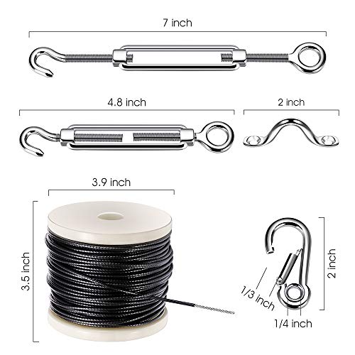 Upgrade Stainless Steel Globe Lights Hanging Kit,String Light Suspension Kit,Outdoor Light Guide Wire,Include 164 FT Wire Rope Cable,Turnbuckle and Hooks