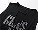 FAYALEQ Rose' Hollow Out V-Neck Tank Top Women Letters Print Sleeveless T-Shirt Size S (Black)