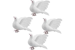MUELODSIC 4pcs Artificial White Dove Figurines Flying Dove Decorations for Wedding Home and Flower