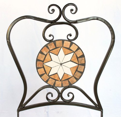 DanDiBo Gartenstuhl Metall Mosaik Merano Stuhl 12002 H-95 cm Metallstuhl Mediterran Wetterfest Bistrostuhl Gartenmöbel Klappstuhl mit Naturstein – Bild 5