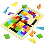 Fricon Toys for 3-8 Year Old Boys, Wooden Tetris Puzzle Toys for Kids Age 3-8 Education Building Blocks Games Birthday Gifts for 3-8 Year Old Boys Girls Toddler Puzzles for Kids Age 3-8 KMUSWTP01