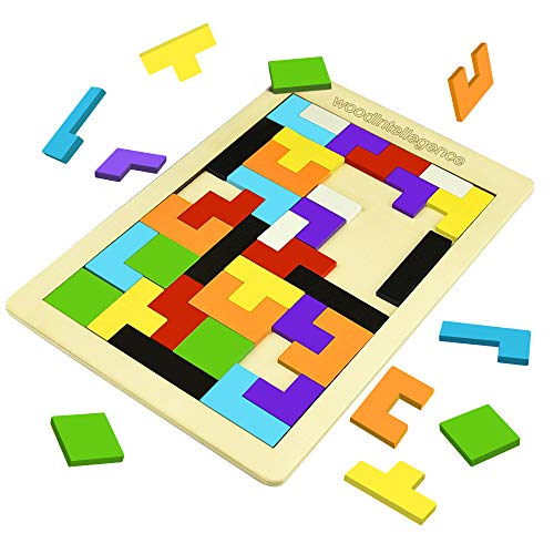 Fricon Toys for 3-8 Year Old Boys, Wooden Tetris Puzzle Toys for Kids Age 3-8 Education Building Blocks Games Birthday Gifts for 3-8 Year Old Boys Girls Toddler Puzzles for Kids Age 3-8 KMUSWTP01