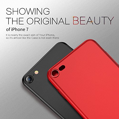 iPhone 8 Case with Screen Protector,iPhone 7 Case, HUMIXX Thin Sleek Fully Protective (Naked Phone Texture) Matt Finish Hard Case Cover for iPhone 7 iPhone 8[Skin Series] (Red) - Thumbnail 3