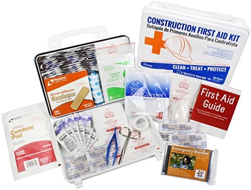 OSHA Contractors First Aid Kit for Job Sites up to 25 People by Urgent First Aid™ | 180 Pieces in Gasketed Plastic Case to Keep Out Moisture & dust - be OSHA Compliant + Extra First aid Item Content