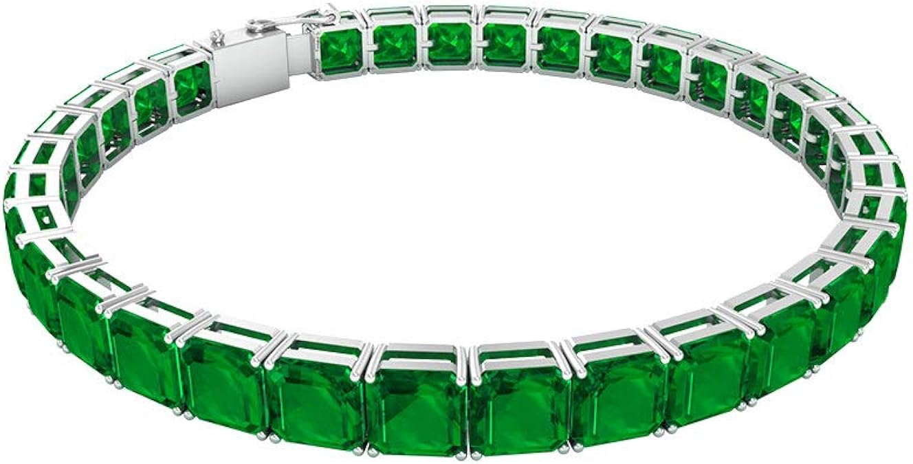 16.5Ct Asscher Cut Lab Created Emerald Bracelet, SGL Certified Gemstone