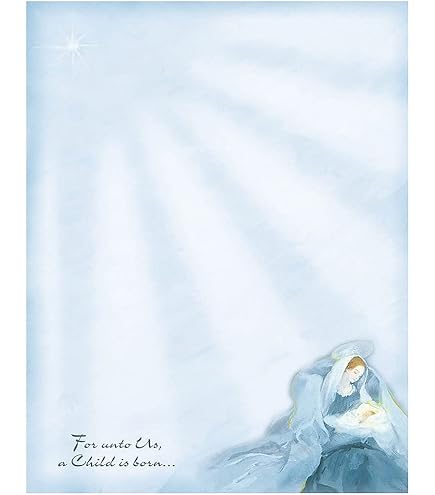 Desktop Publishing Supplies \"Wondrous Light\" Religious Christmas Paper With Envelopes - 40 Sets