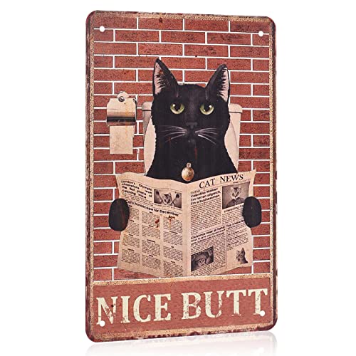 Black Cat Wall Decor Sign 8x12 Inch Retro Metal Wall Art Posters