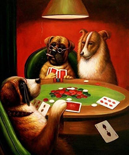 Amazon Com Oil Painting Three Dogs Playing Cards Around The