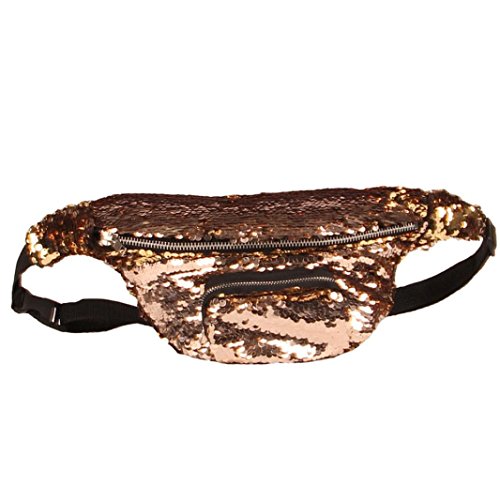 Leegor Unisex Outdoor Sports Casual Discolor Sequins Waist Pack Messenger Bags (B)
