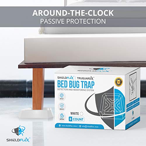 Bed Bug Trap — 8 Pack TruGuard X Bed Bug Interceptors (White) Eco