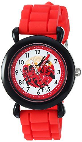 DISNEY Boy's Incredibles 2' Quartz Plastic and Silicone Casual Watch, Color:red (Model: WDS000564)