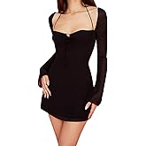 hibshaby Women Sexy Bodycon Dress Puff Sleeve Cocktail Evening Party Elegant Mini Dresses