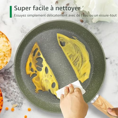 17 Pièces Poêles et Casseroles à Induction Vert